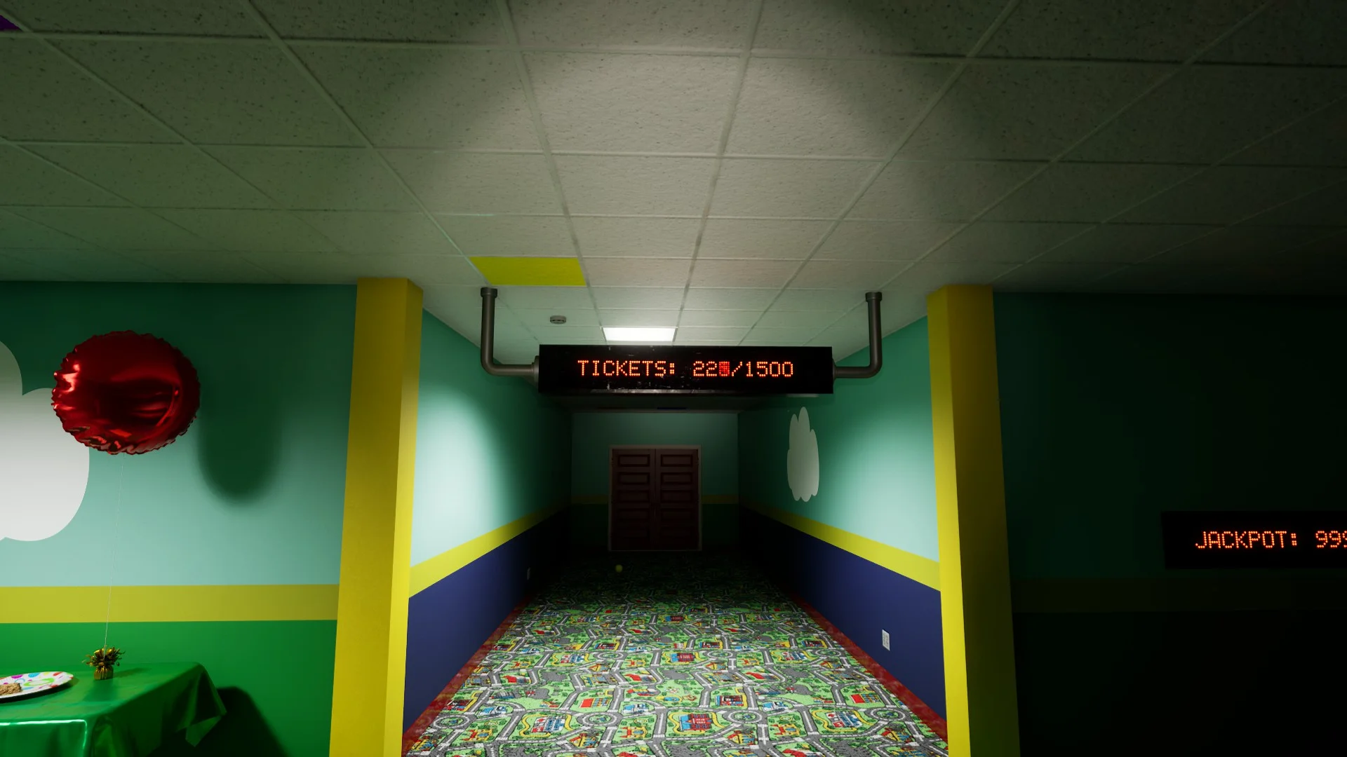 The ticket counter in the final area in Level Fun, Backrooms: Escape Together