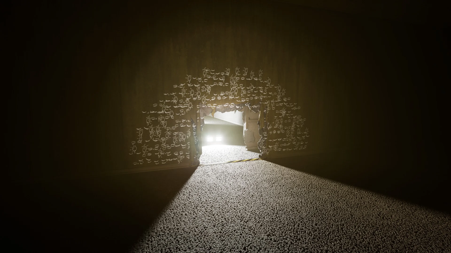 The hole in the wall that is the entrance to Level -1 Grayscale Halls, Backrooms: Escape Together