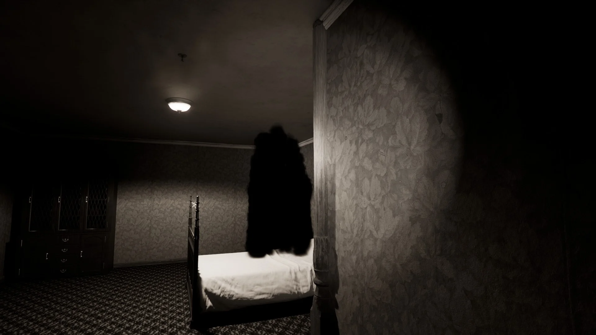 The Shadow entity in Level -1 Grayscale Halls, Backrooms: Escape Together