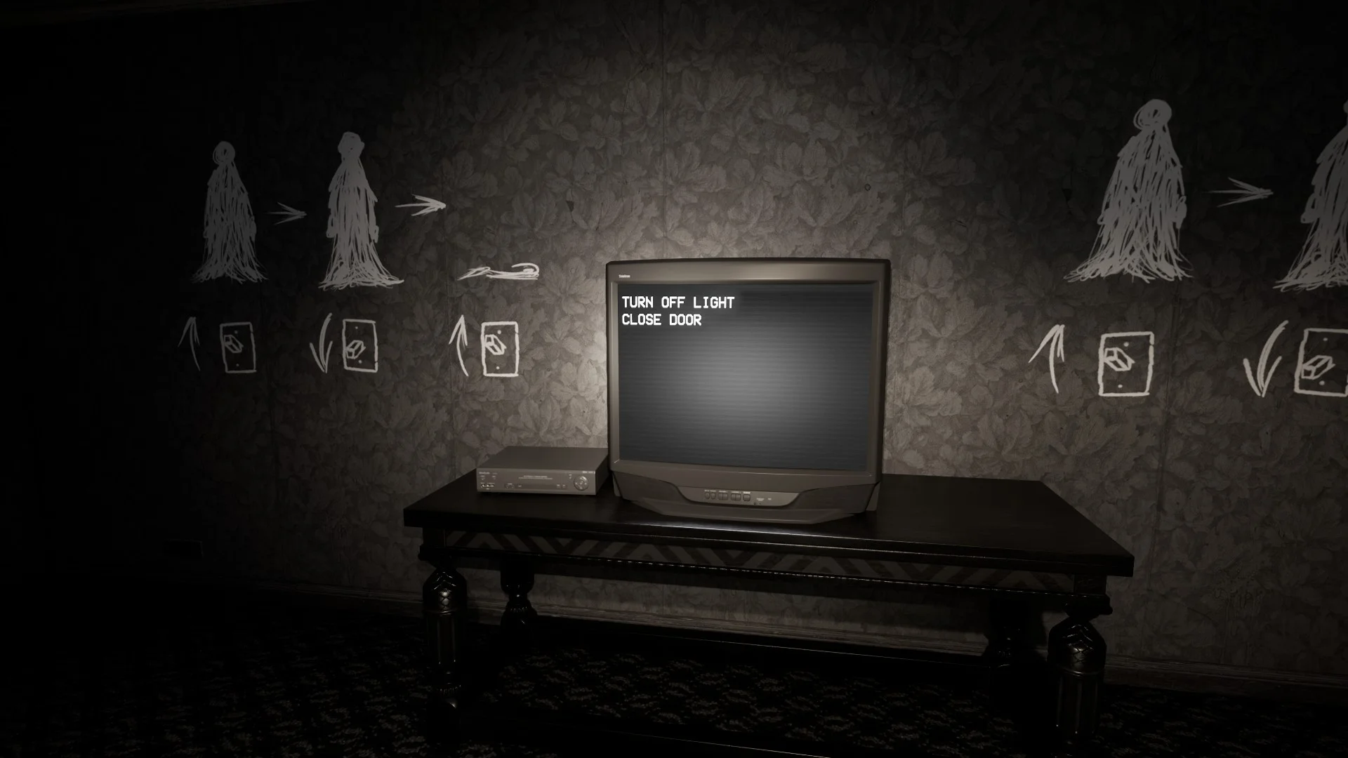 The TV in the spawn area in Level -1 Grayscale Halls, Backrooms: Escape Together
